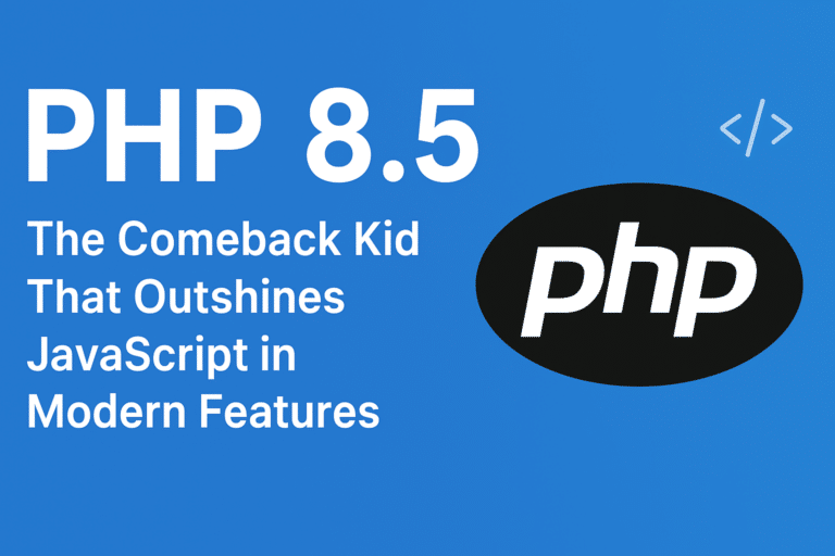 PHP 8.5 new features and improvements banner – performance, JIT compiler, security, and developer tools